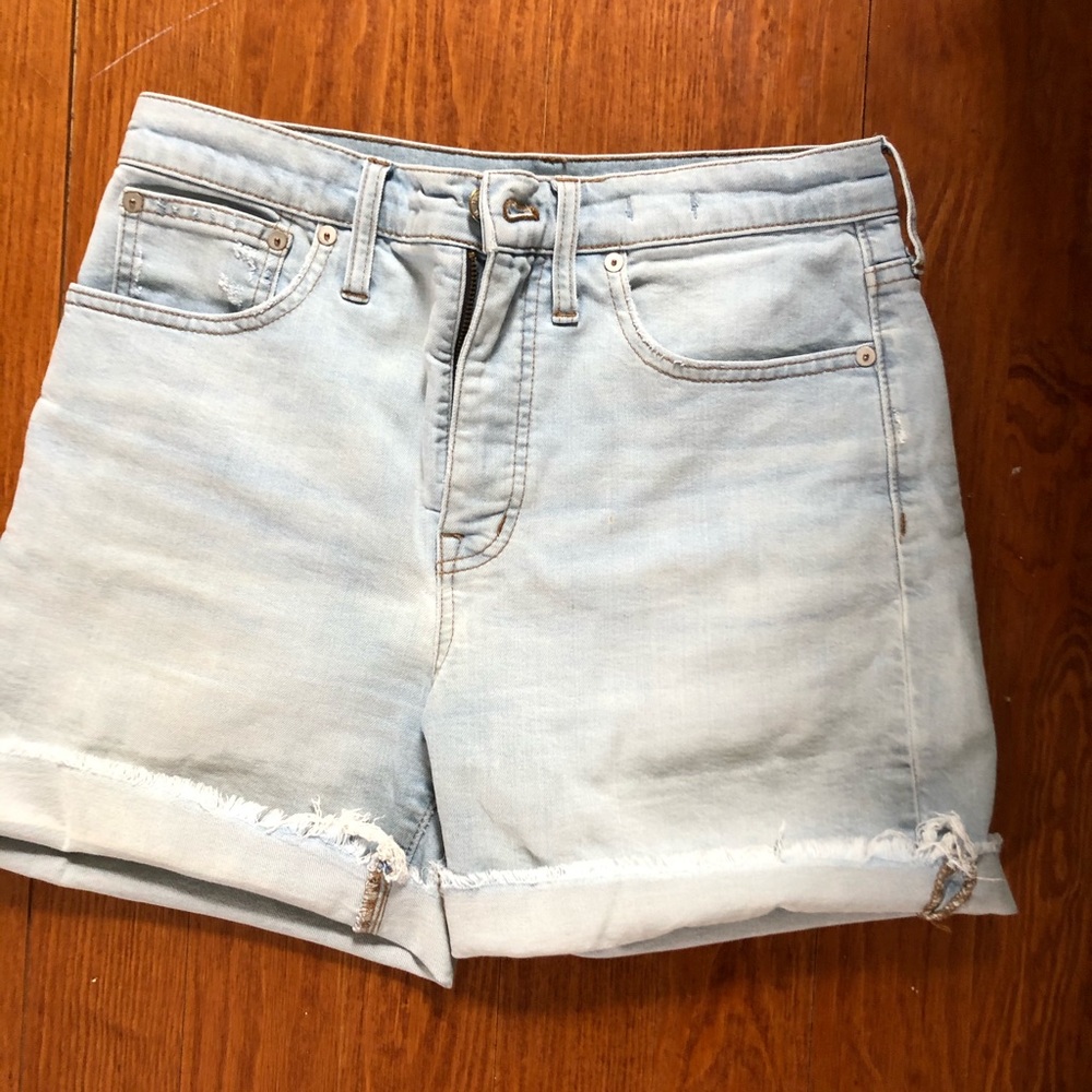 Madewell high rise mid length denim shorts